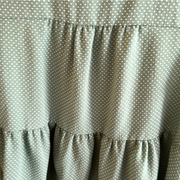 Moa Moa polka dot long sleeve green and white tiered ruffle sleeve blouse - Picture 7 of 8